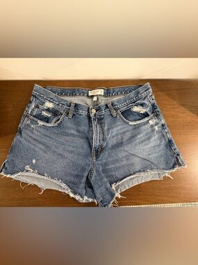 Abercrombie & Fitch Distressed Blue Denim Cutoff Shorts